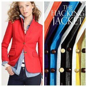 NWOT J. Crew Red Riding Jacket Double Serge Wool Size 2